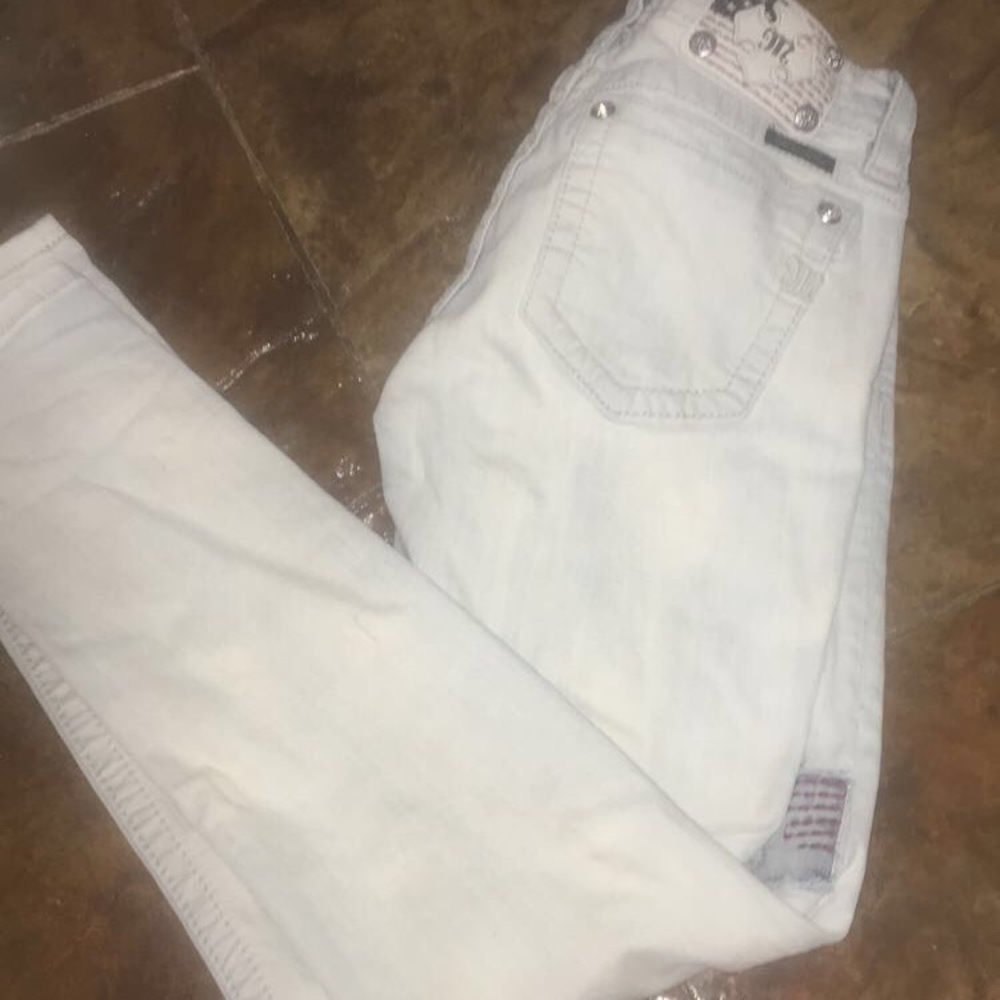 Miss Me brand skinny white wash distressed jeans